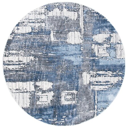 Safavieh 6 ft. 7 in. x 6 ft. 7 in. Lagoon Power Loomed Round Area Rug; Grey & Blue LGN186F-7R